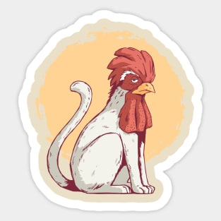 Cat with a Chicken Face: Whimsical Design Sticker